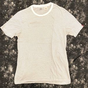 Levi’s Small White & Gray Horizontal Microstripe T-shirt